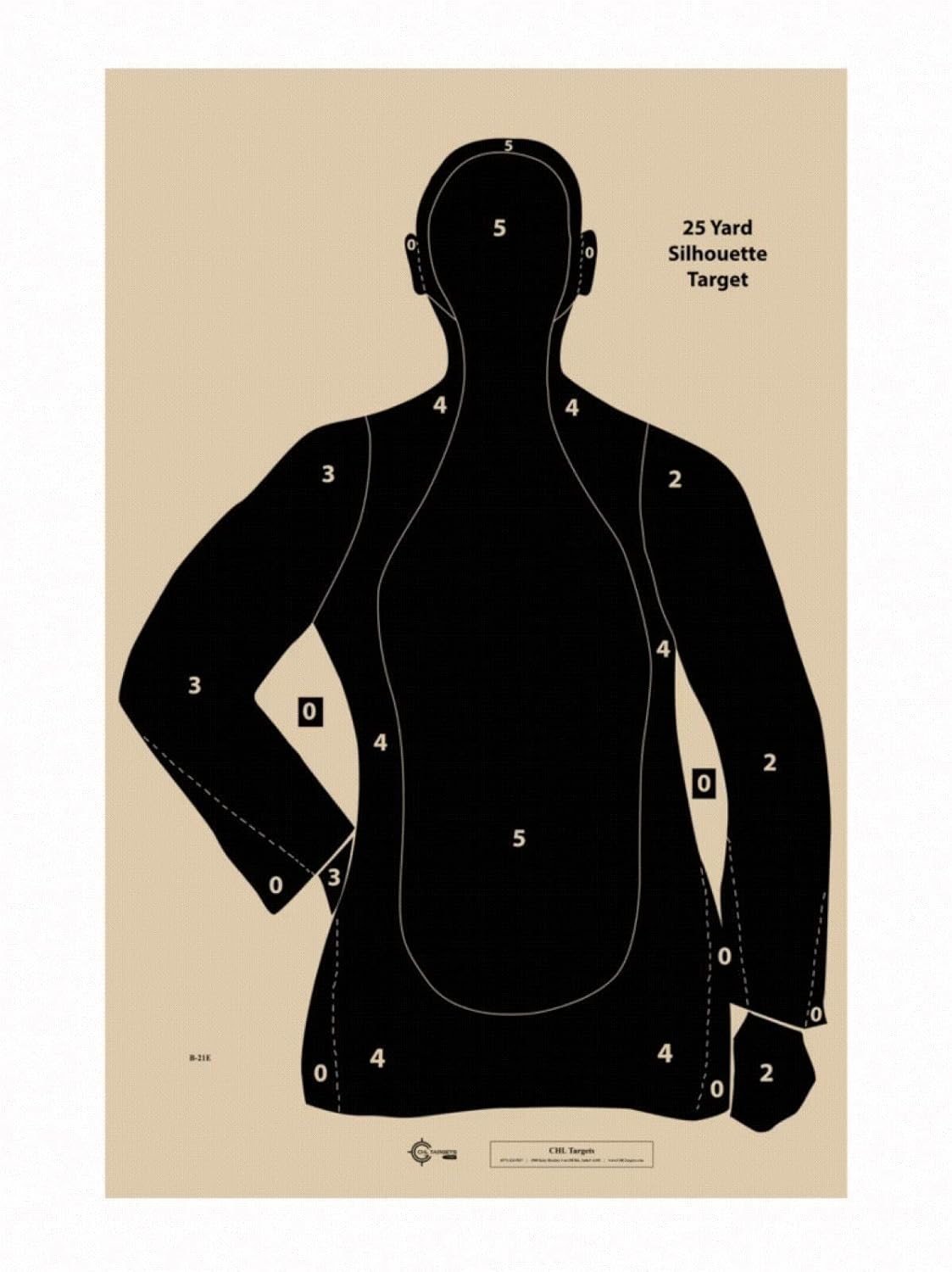 Official NRA B-21E Police Silhouette Shooting Targets – 21 Yard Paper Targets (22.5" x 35") - Bulk Pack