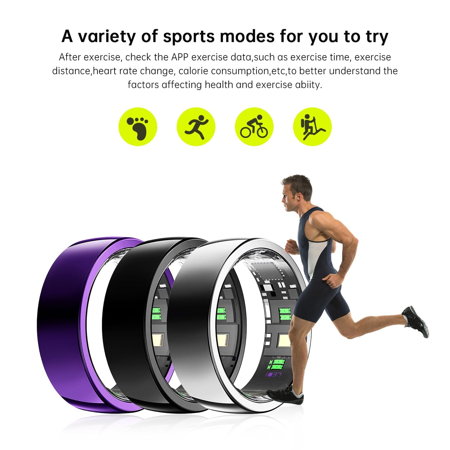 GenXenon Smart Ring -Black-Size 8 Health Tracker with Free Subscription, Gesture Beauty Photo & Brush Video, Fitness Sleep Heart Rate Blood Oxygen Tracking Ring with Charging Case,Gifts for Women Men