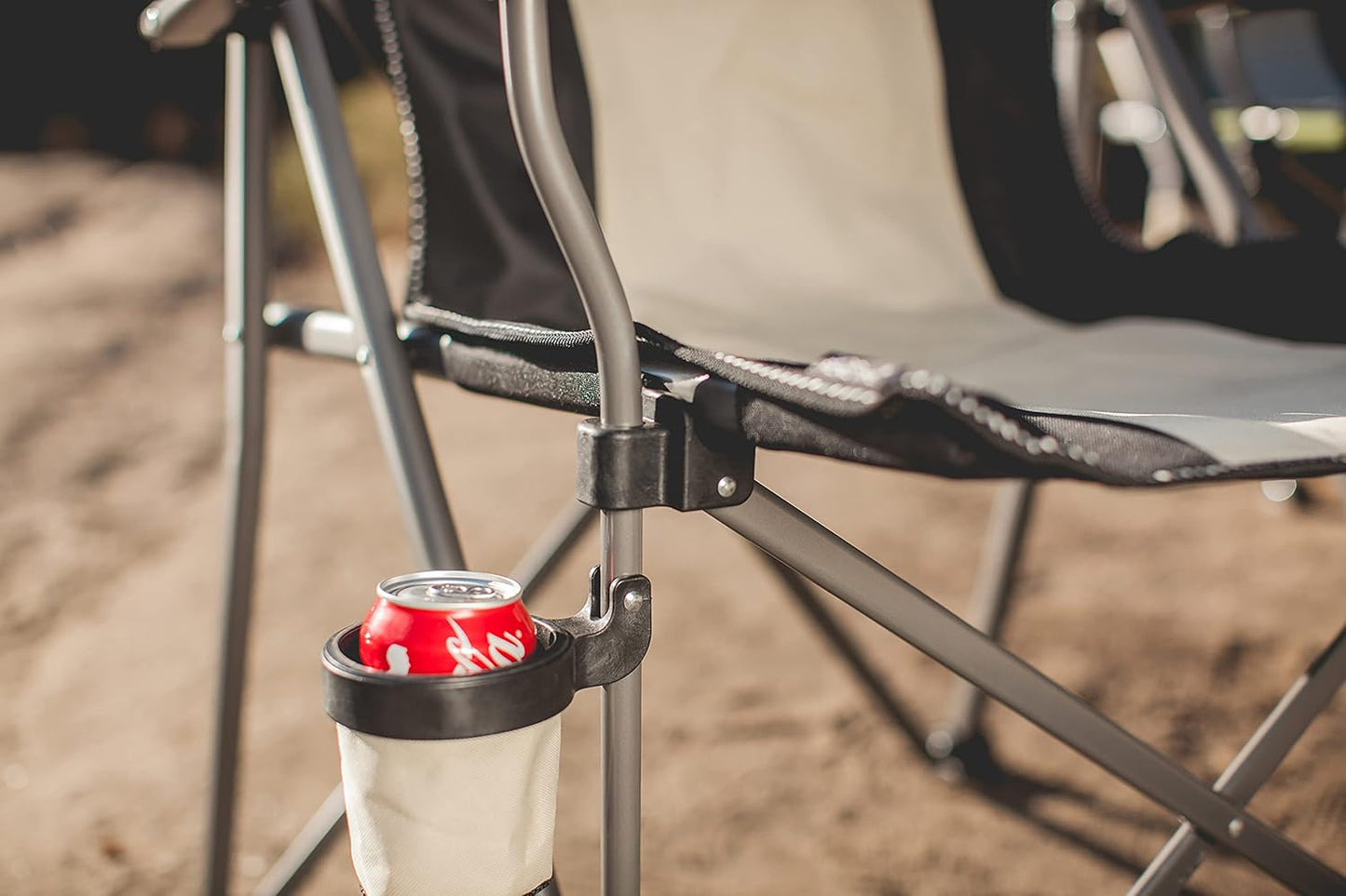 PICNIC TIME Outlander XL Heavy Duty Folding Camping Chair with Insulated Cooler, Oversized Portable Lawn, Beach & Camp Chair with Cup Holder, Storage Pocket, Carry Bag, 400 lb Capacity (Black)