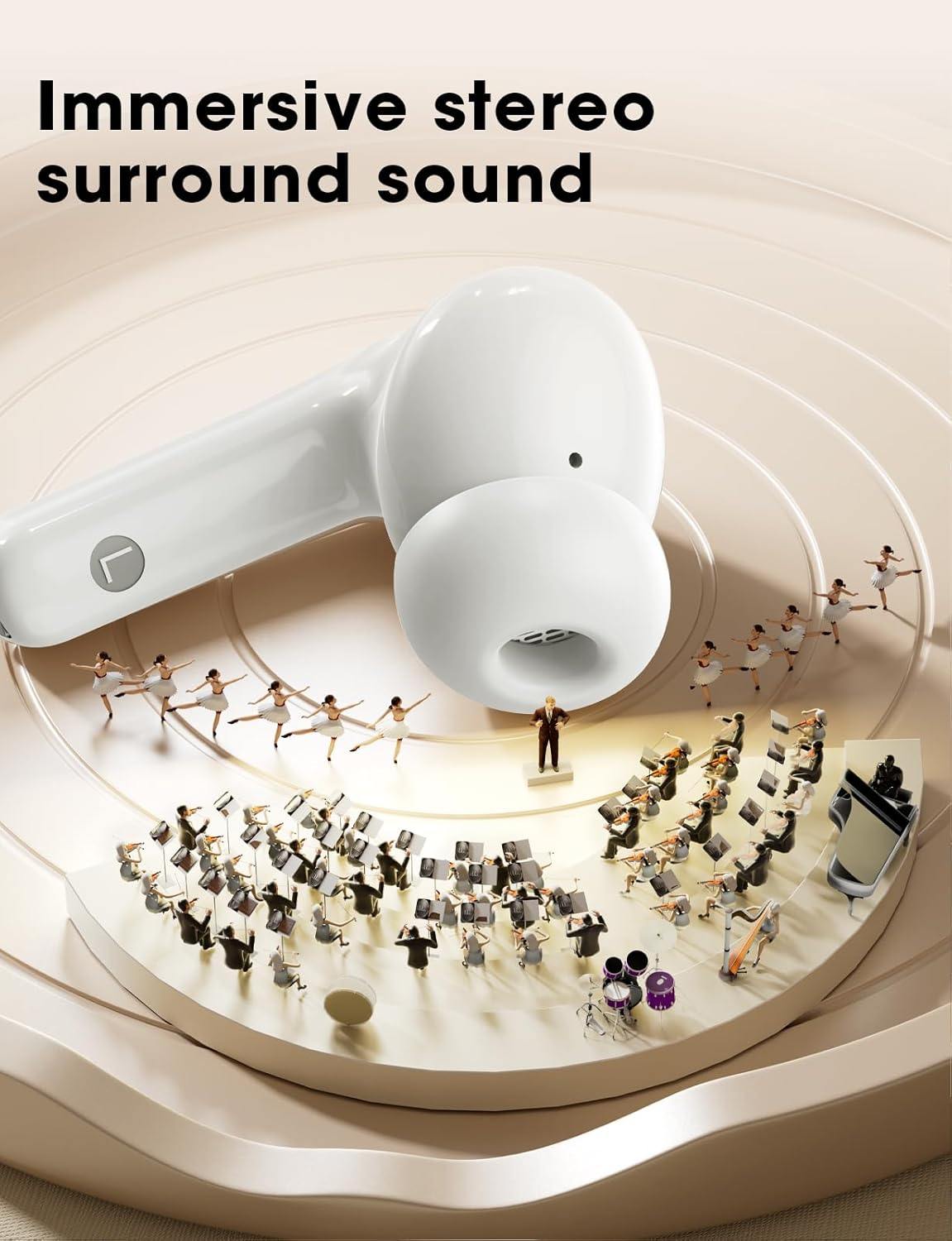 ZZU Wireless Earbuds, Bluetooth Ear Buds with Big Bass Stereo Sound, 48 Hours Playtime, Lightweight in-Ear Fit Earphones, IPX7, Hands-Free Calls with AI for iPhone, Android, Pad, Sports, Workout