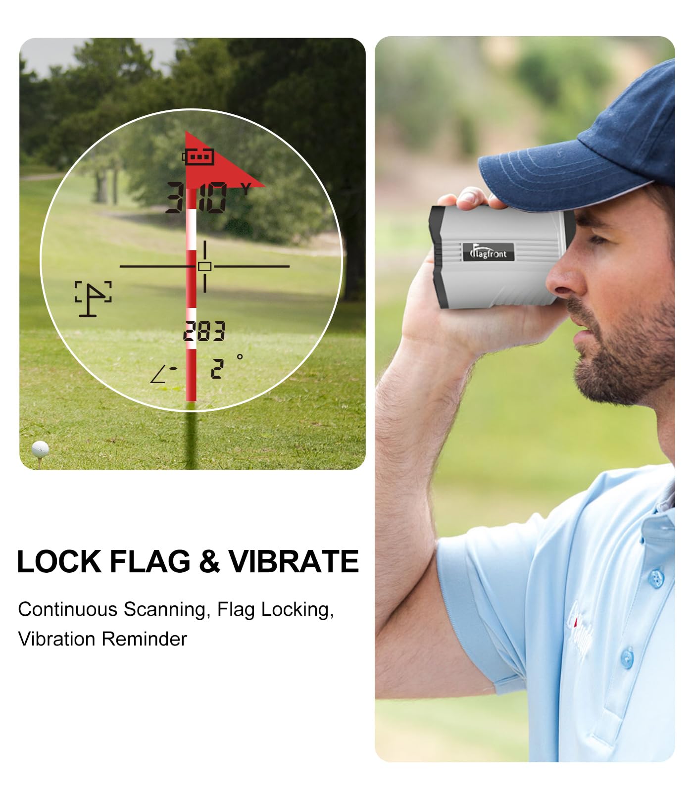 Flagfront Range Finder Golf Rangefinder with Slope,1100 Yards Golf Range Finder Magnetic, 6X Magnification with Flag Pole Lock Vibration for Golf Course