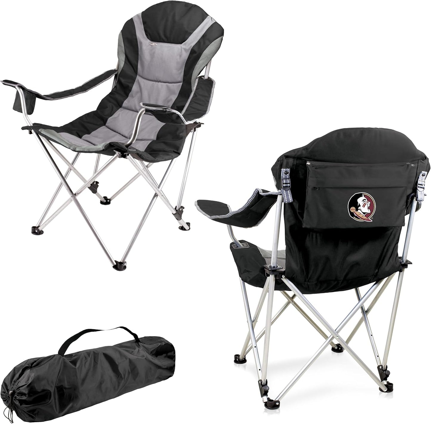 PICNIC TIME NCAA Arkansas Razorbacks Reclining Camp Chair - Beach Chair for Adults - Sports Chair with Carry Bag