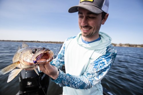 Northland Fishing Tackle Deep-Vee Spin Jig, Versatile Walleye Spinning Jig with Thumper Willow Blade, Multi-Species Lure, Essential Fishing Bait, 3/8 Oz, Walleye