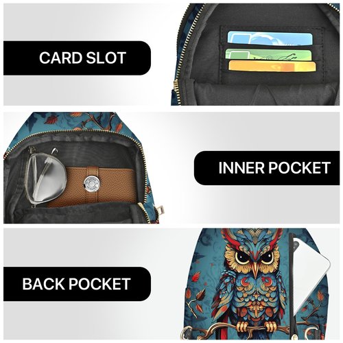 wiuurs Owl Sling Bag for Women Small Leather Crossbody Bags Travel Sling Backpack with Adjustable Strap for Running Hiking