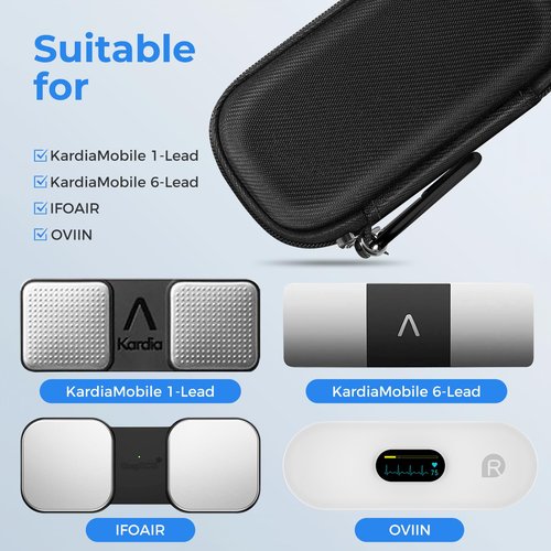 OVIIN Case for Kardia Mobile EKG Heart Monitor, Hard Case Compatible with AliveCor EKG Device, Heart Monitor Travel Case Comes with Carabiner Clip - CASE ONLY (Black)
