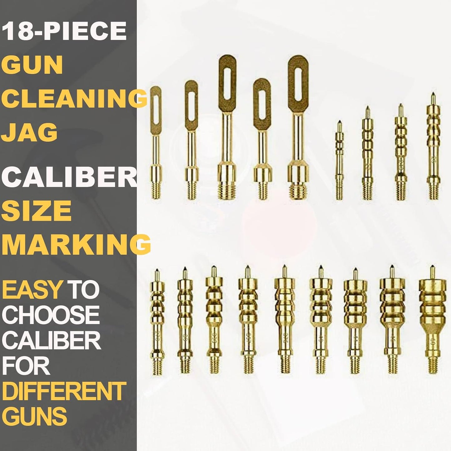 iunio Solid Brass Gun Cleaning Jag Set, Gun Cleaning Jag for Rifle Cleaning and Maintenance Solid Brass Slotted Tip with Storage Case