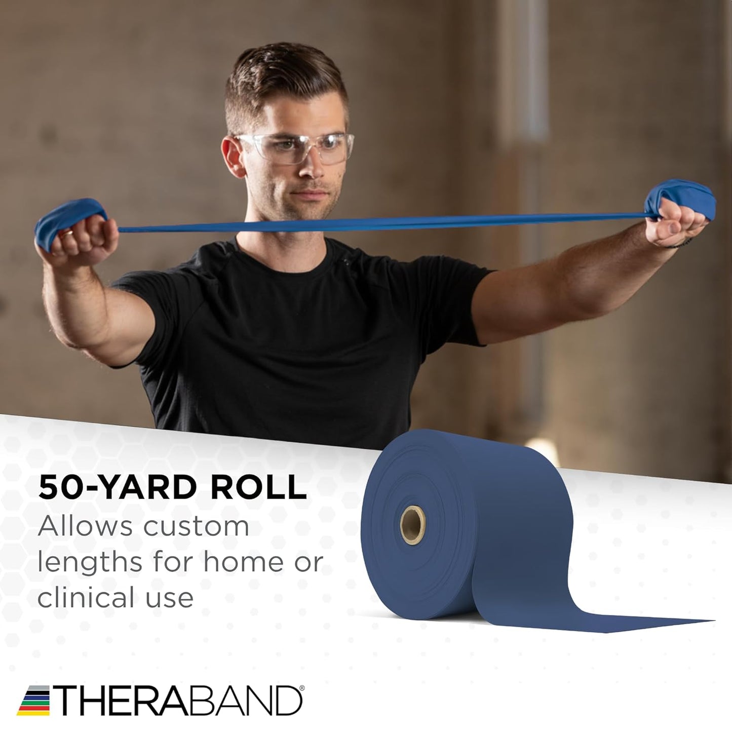 THERABAND Resistance Band, Red, Medium, 50-Yard Roll, Latex-Free, Elastic Band for Exercise, Physical Therapy, Yoga, Pilates, Stretching, Home Workouts, Cut-to-Length, Color-Coded Levels