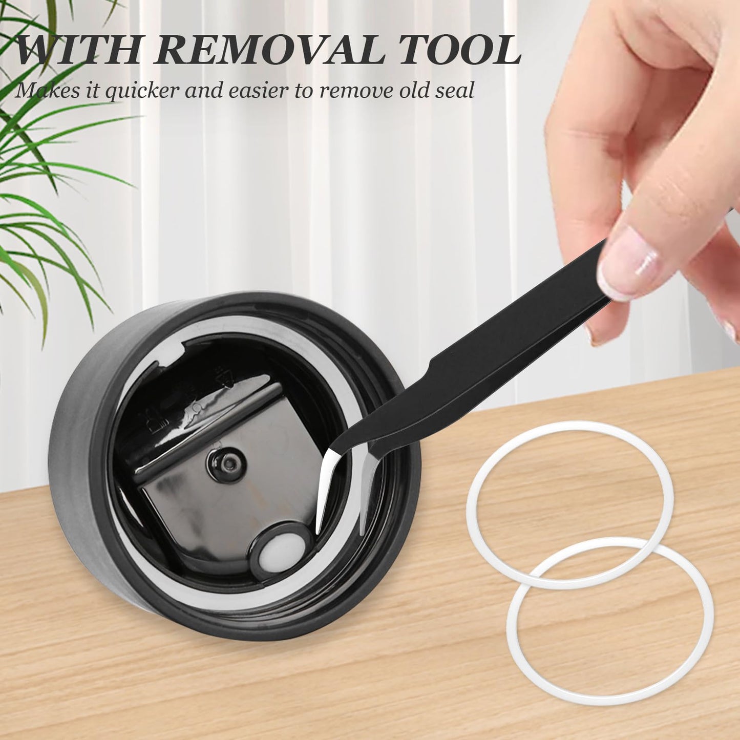 6Pcs Replacement Gasket for Hydro Flask Wide Mouth Flip Lid Cap, 2 inch Silicone O Ring Rubber Seal Stoppers for Hydroflask with Tweezers