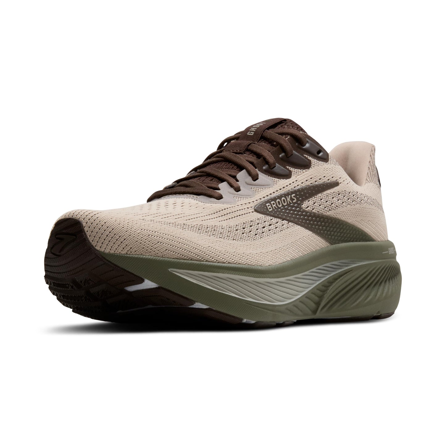 Brooks Men’s Ghost 17 Neutral Running Shoe - Chateau Gray/Brown/Olive - 10 Medium