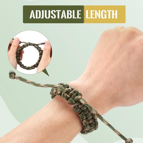 Remuuly 100 Pcs Survival Paracord Bracelet Adjustable Friendship Braided Bracelets Camo Paracord Bracelet Army Party Favors Parachute Cord for Men Outdoor Camping Climbing Gift