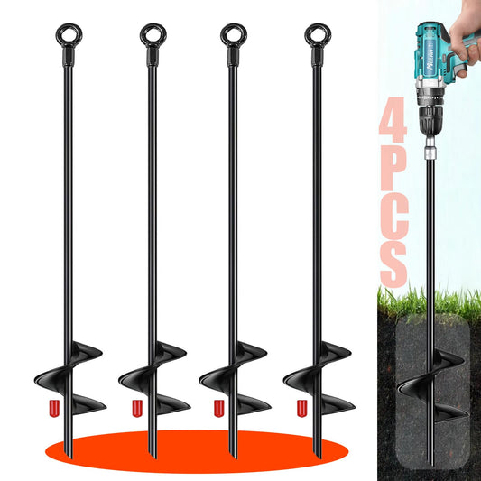 18 inch Ground Anchors Srew in Heavy Duty, Earth Shed Anchor Kit, Trampoline Stake Hook for Dirt, Swing Sets, Playset, Tent, Canopy, Carport, Hurricane, Mobile Home Tie Down, 4pcs