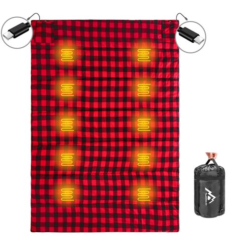 Mantuole Heated Sleeping Bag pad, Heated Sleeping Bag Liner, Type-C Input, 5+5 Heating Zones, Operated by Power Bank (Battery NOT Included) or Other USB Power Supply. Type-C.