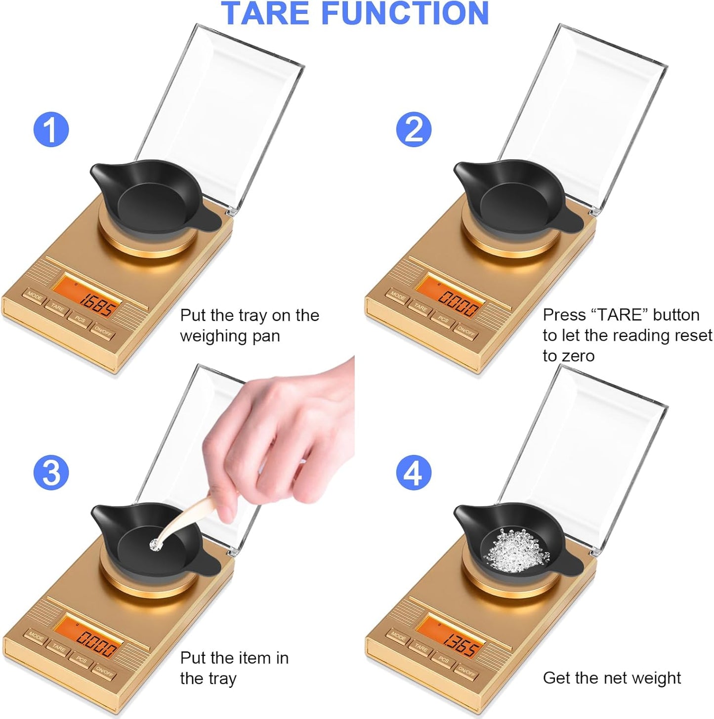 Fuzion Milligram Scale 50g/ 0.001g, Portable mg Scale with LCD Backlit, Tare, Digital Jewelry Scale, Microgram Scale for Powder, Gold, Gem, Reloading, Batteries Included