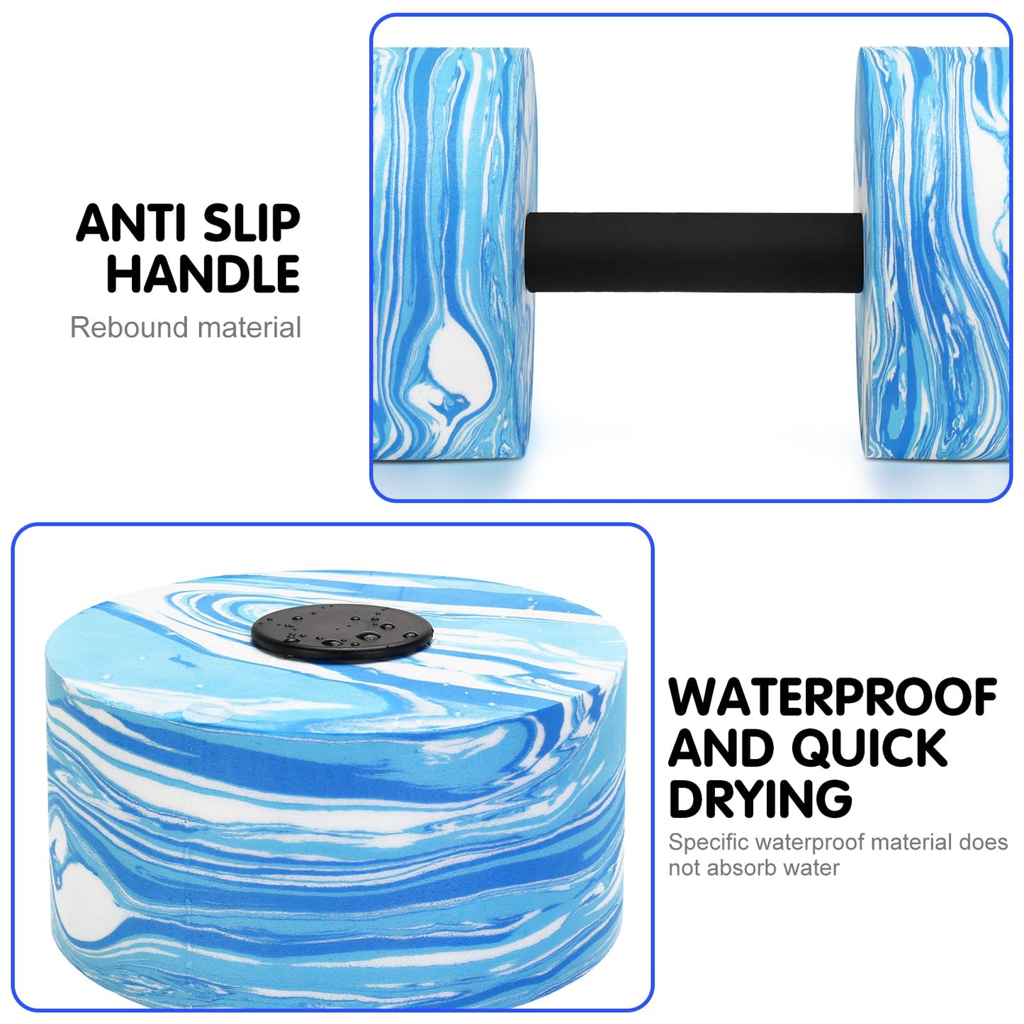 IAMGlobal Water Dumbbells, 2 Pack Camouflage EVA-Foam Dumbbell Water Aerobics Fitness Equipment for Pool Exercise, Aquatic Exercise Dumbbell Set, Water Fitness Equipment for Weight Loss, Blue