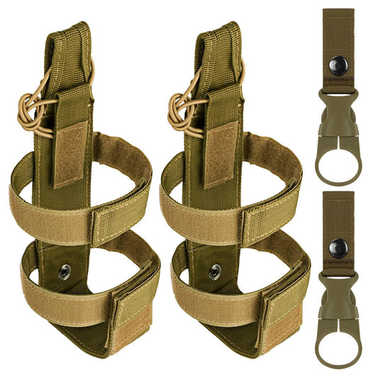 IronSeals 2 Pack Adjustable Tactical Water Bottle Holder Molle Portable Belt Bottle Carrier for Most 16 oz -32 oz/ 500 ML-1000 ML Bottle