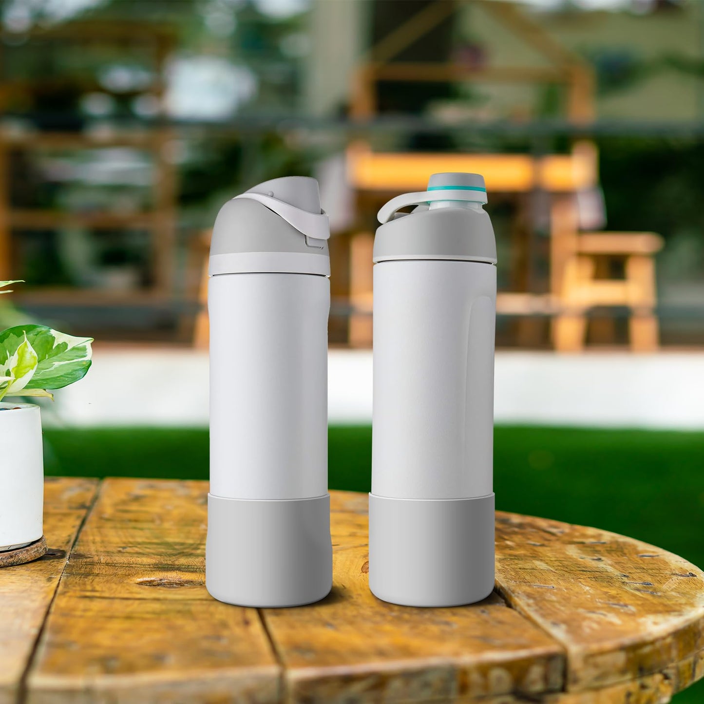 Alwenid 2PCS Silicone Water Bottle Boot for Owala 24 Oz, Anti-Slip Protective Sleeve Bottom Bumper Protector for FreeSip, Twist, and Flip Stainless Steel Water Bottles (Milky Gray)