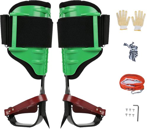 tonchean Tree Climbing Spikes Professional, Tree Climbing Gear Set with Adjustable Cowhide Straps & Soft Padding, Arborist Equipment Climbing Spurs for Logging, Hunting, Fruit Picking, Tree Trimming