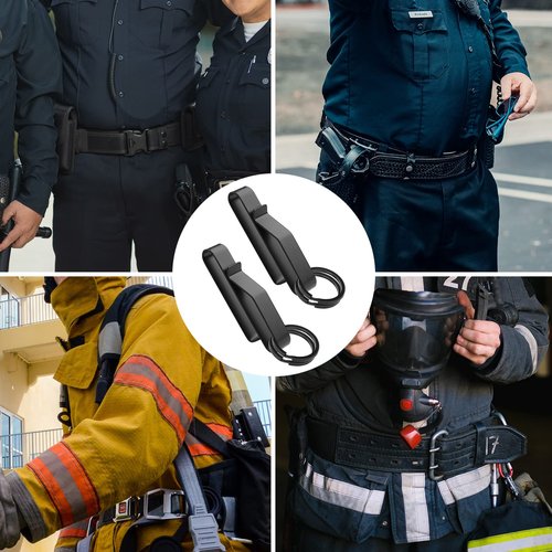 LUTER 2pcs Tactical Key Holders for Duty Belt, with 4pcs Key Rings, Stainless Steel Tactical Stealth Belt Loop Keychain Hook Clip Accessories for Police Fire Agencies for Wide Duty Belts (Black)