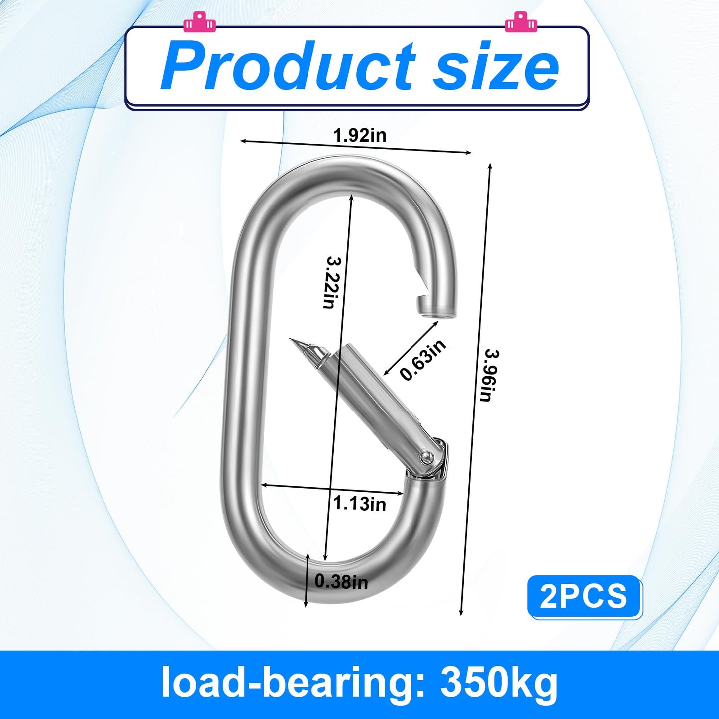 2pcs 4 Inch Carabiner Clip Oval Carabiner Clip Heavy Duty Carabiner Spring Snap Hook Oval Shape 10x100mm