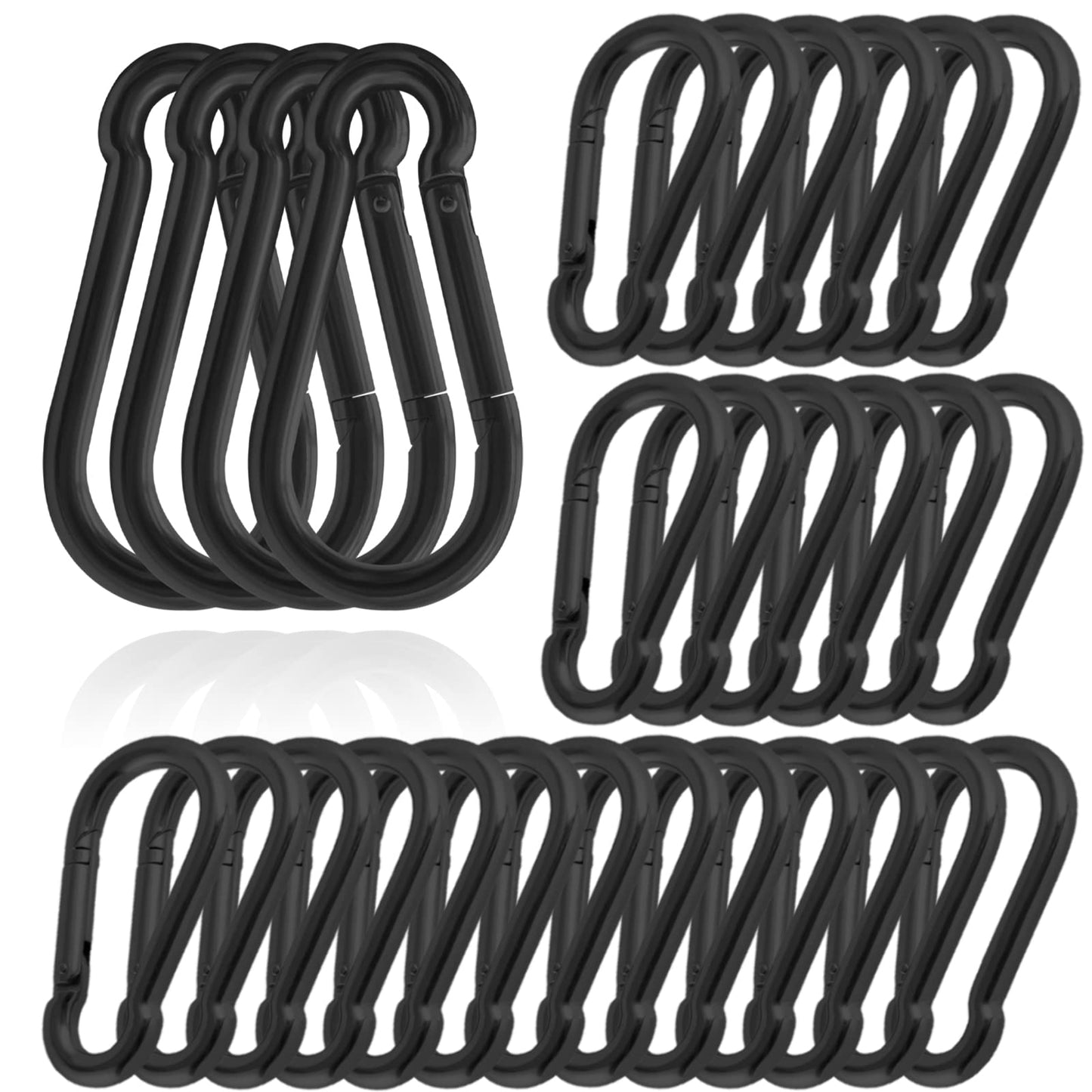 50Pack Carabiner Clips Heavy Duty, 3.2” Large Spring Snap Hooks Bulk, Galvanized Black Carabiners for Camping, Solid Spring Clips for Home Gym Hanging Hammocks Swing Hiking-500lbs Holding Capacity