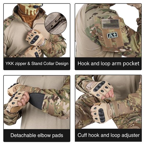 IDOGEAR OUTDOOR G3 Combat Uniform Tactical Camo Clothing With Knee Pad & Elbow Pads Military BDU Pants And Shirts Set(camo,XX-Large)