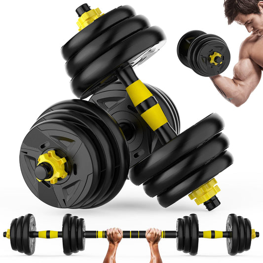 Adjustable Dumbbell Set, 44/66 lb Free Weight Dumbbell Barbell Set with Connectors, Converts to Barbell, for Home Gym Exercise, Women's and Men's Fitness Gear (44, Pounds)