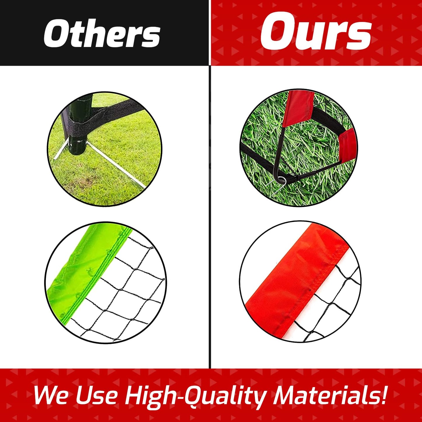 Forever Champ Kids Soccer Goal - 4'x3' Pop Up Soccer Goal Net for Ages 6-8 - Red