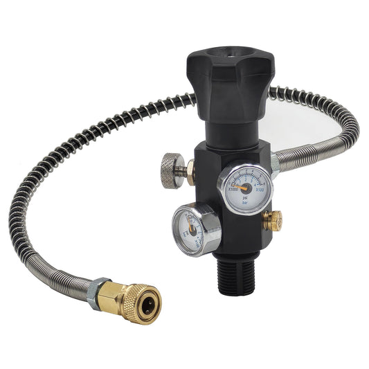 Aopkeo 4500Psi 300Bar Fill Station Charging Valve Dual Gauge with 24" Inch High Pressure Hose (5/8"-18UNF)