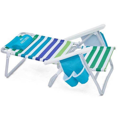 Beach Chair, Beach Chairs for Adults 2 Pack, Outdoor Folding Beach Chairs for Adults, Supports up to 350lbs with 5 Positions, Towel bar, Cooler Pouch, Storage Pouch.