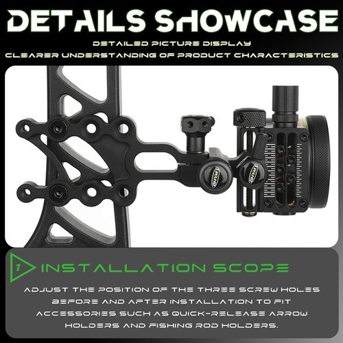 Precise Compound Bow Sight - 5-Pin Bow Sights for Compound Bows, 0.019" Pins CNC Aluminum, Anti-Glare Design‌ for Right Hand Hunters Outdoor Hunting (Short Frame‌)