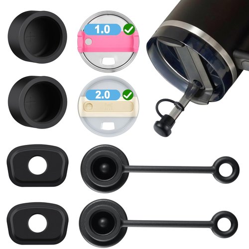 Spill Stopper for Stanley Cup, Anti Leak Stoppers for Stanley 40 oz 30 oz H1.0/H2.0, black, 2 Sets