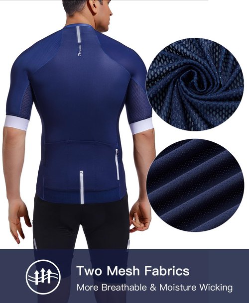 Przewalski Men's Pro Cycling Jersey Competitive Training Short Sleeve Bike Shirts Bicycle Tops for Road Biking Blue