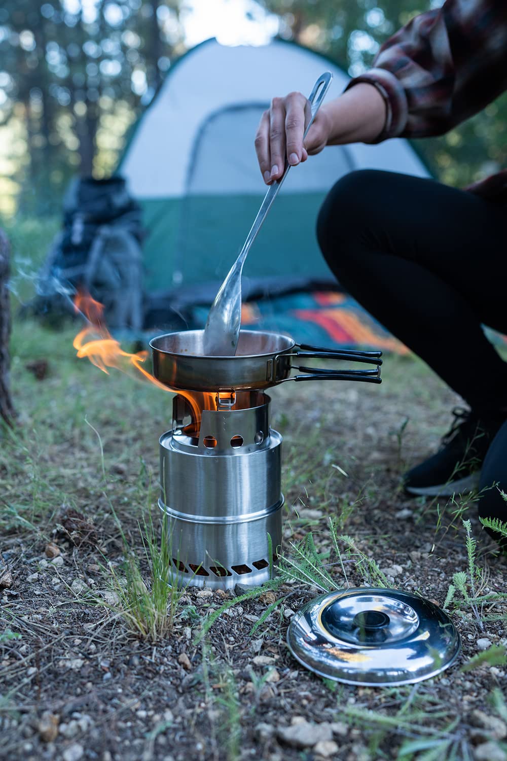 Stansport Stainless Steel Wood Burning Stove Small - Portable Camping Backpacking Hiking - Picnic BBQ