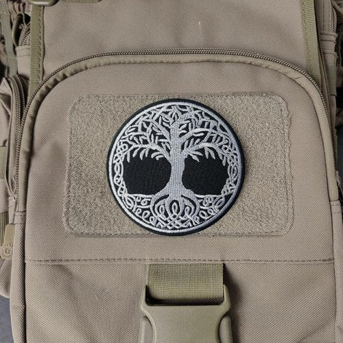 Tree of Life Patch White - Embroidered Patch - Hook and Loop Patch - Patch for Backpacks, Hats, Jackets, Vest - Patches for Clothes, Backpack Accessories
