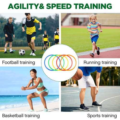 Deekin 40 Pcs Agility Rings Speed and Agility Training Rings Exercise Speed Circle Jumping Hoops for Training Toss Equipment, 15"(Multicolored)