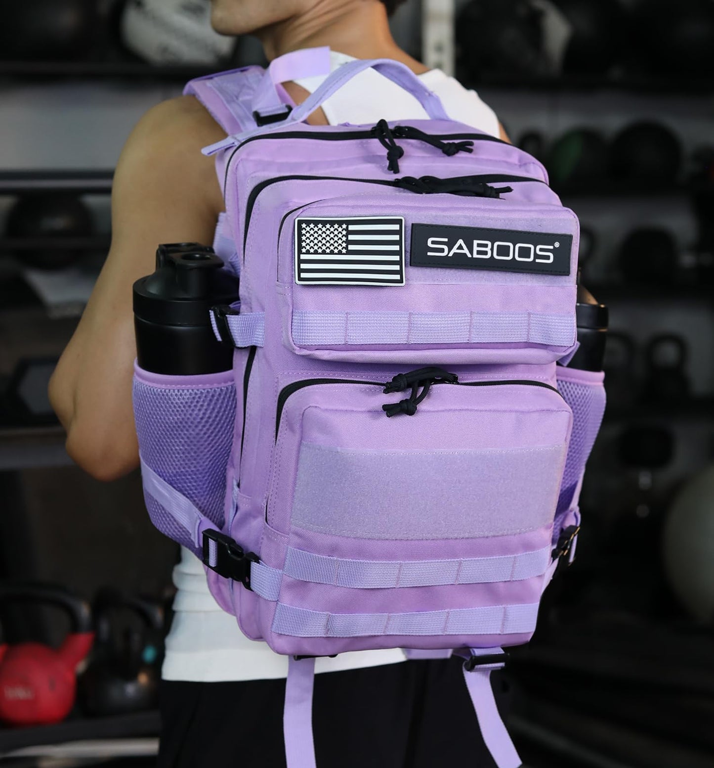 Saboos Gym Backpack for Women Tactical Military Outdoor Hiking Travel Camping Backpack Nylon Large Rucksack 25L Purple