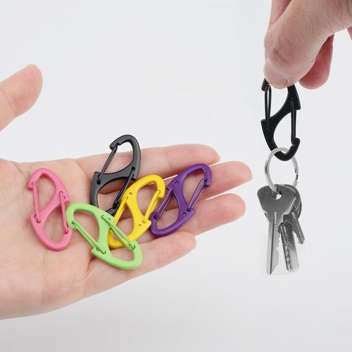 SWATOM 20PCS S Double Sided Mini Carabiner Clip Small Dual Wire Gate Carabiners Keychain Clasp Snap Hooks Tiny Key Clips EDC Accessories for Outdoor Camping Fishing Hiking (Mix Colors 20P)
