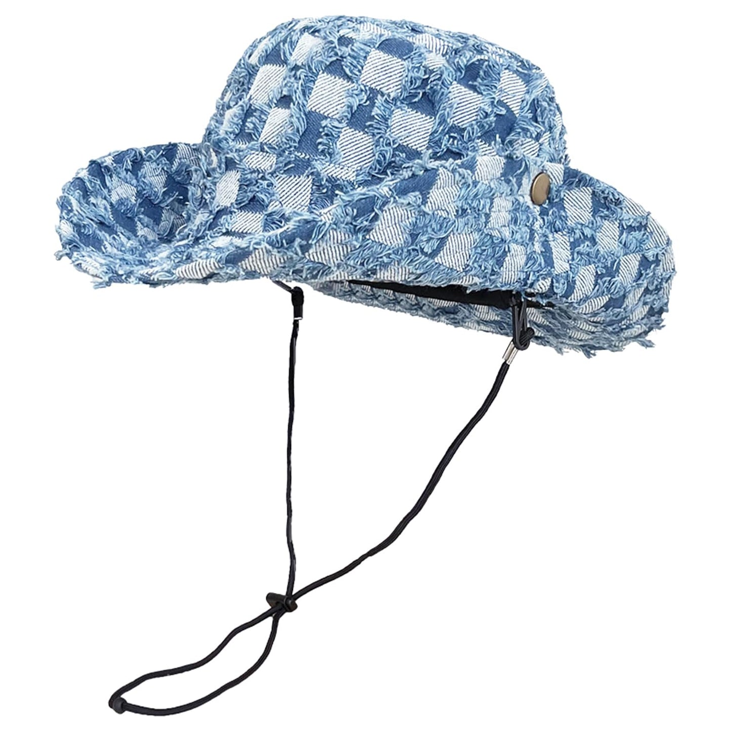 AICHUAN Wide Brim Bucket Sun Hat Packable Cotton Denim Cowboy Sun Hat for Women Men Summer Outdoor Fisherman Cap Light Blue