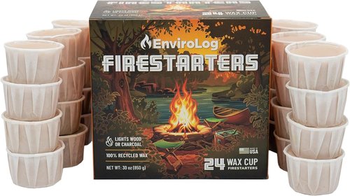 EnviroLog Firestarter Cups, 24 Count, for Bonfires, Fire Pits, BBQ Charcoal Grills, Smokers, Wood Fireplaces, & Camping - Made from Recycled Materials