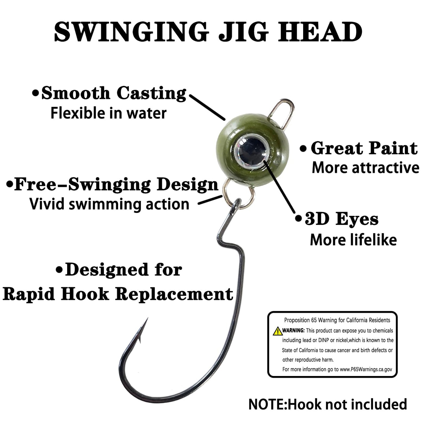 Fish Corner Cheburashka Weights Fishing Sinkers,3D Large Fish Eye Fishing Weights for Texas Rig 1/8oz