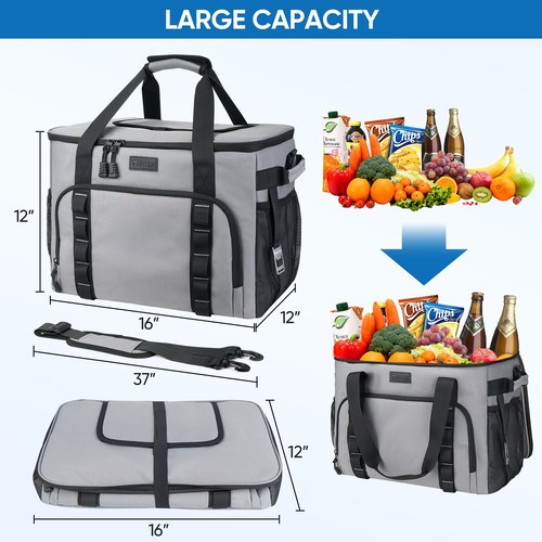 BALEINE Extra Large Soft Cooler Bag, Portable Leakproof Cooler, 40/60 Cans Volume for Beach, Camping, Kayaking, Travel, and Road Trips (9.5 Gallon, Teal-Black)