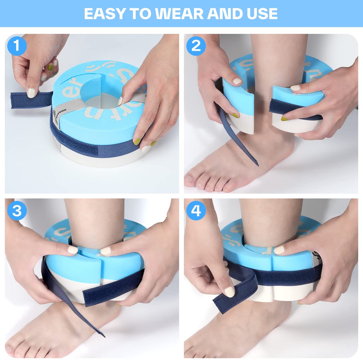 Foam Aquatic Cuffs Exercise Equipment: Sportneer Water Aerobics Float Ring with Adjustable Webbing Pool Exercise Workout Set Water Ankle Ring