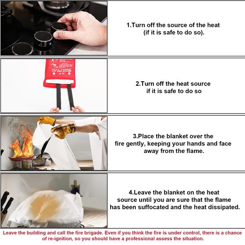 ONLEMY Fire Blanket - 2 Pack - 40" x 40" Emergency Fire Blanket for Home and Kitchen, Camping, Grill, Kitchen, Home, Car, School, Warehouse