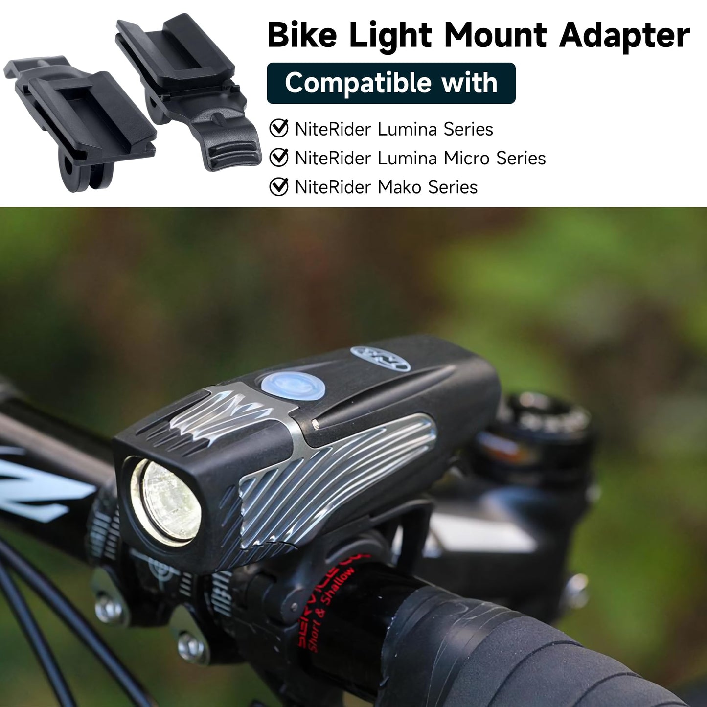 Dreyoo 2 Pack Bike Light Mount Adapter Compatible with NiteRider Lumina and Lumina Micro and Mako Series, Bike Headlight Computer Mount Helmet Mount Adapter