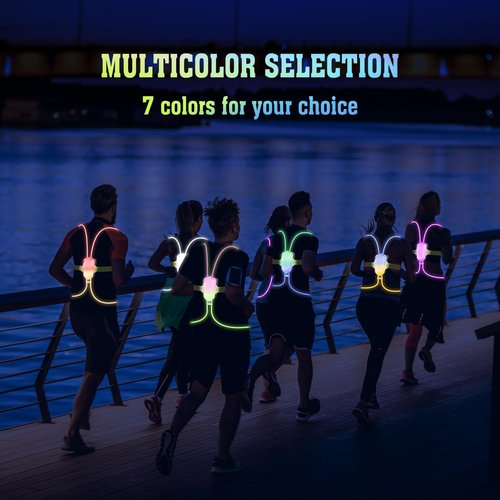 LED Safety Vest, Running Light Vest, Running Lights for Runners, High Visibility LED Running Vest with Control, LED Reflective Running Vest with Front Light, USB Rechargeable Waterproof Running Light
