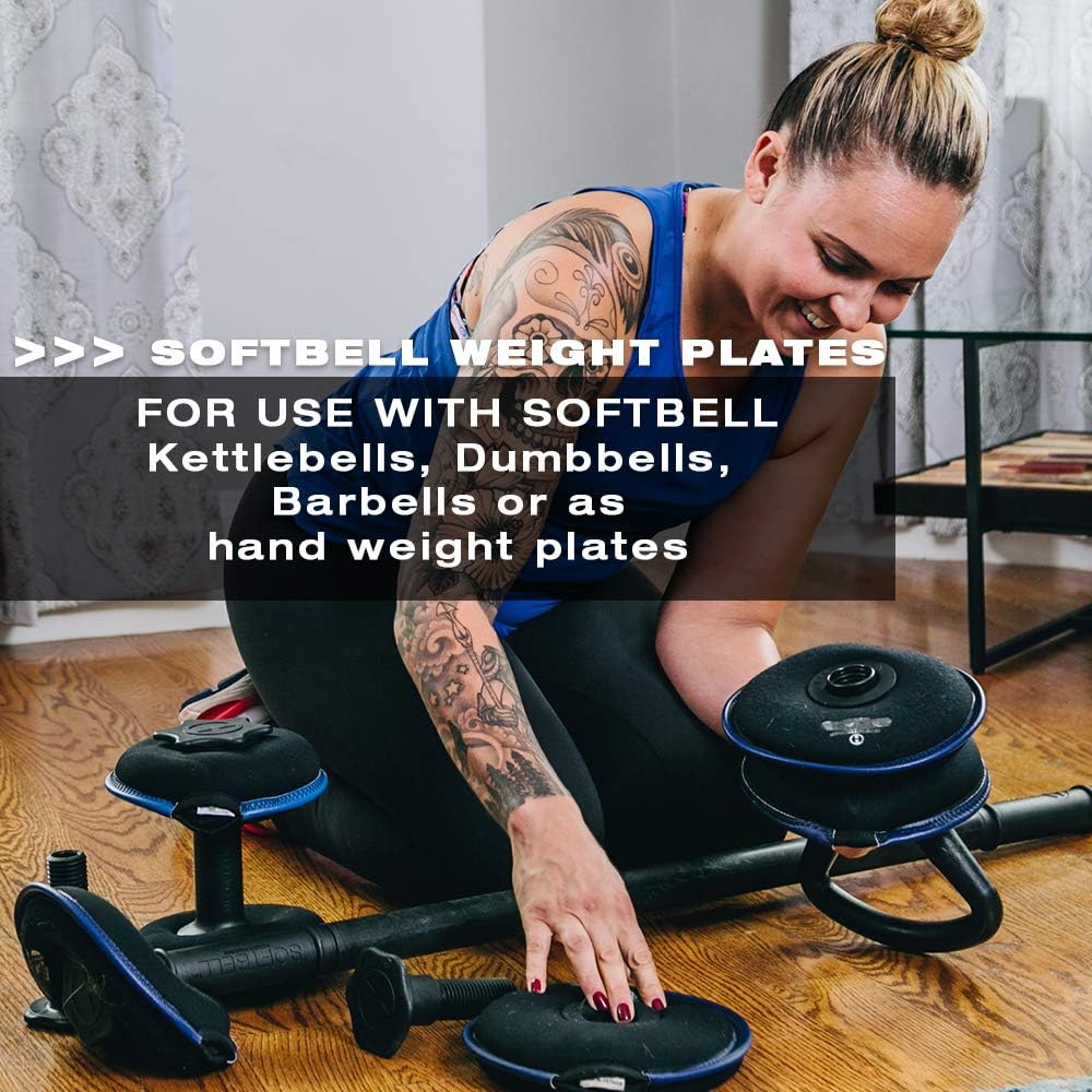 HYPERWEAR SoftBell Hand Weight Plates, Use Alone or with Handles for Dumbbells, Kettlebells & Barbells (1.5–10 lbs)