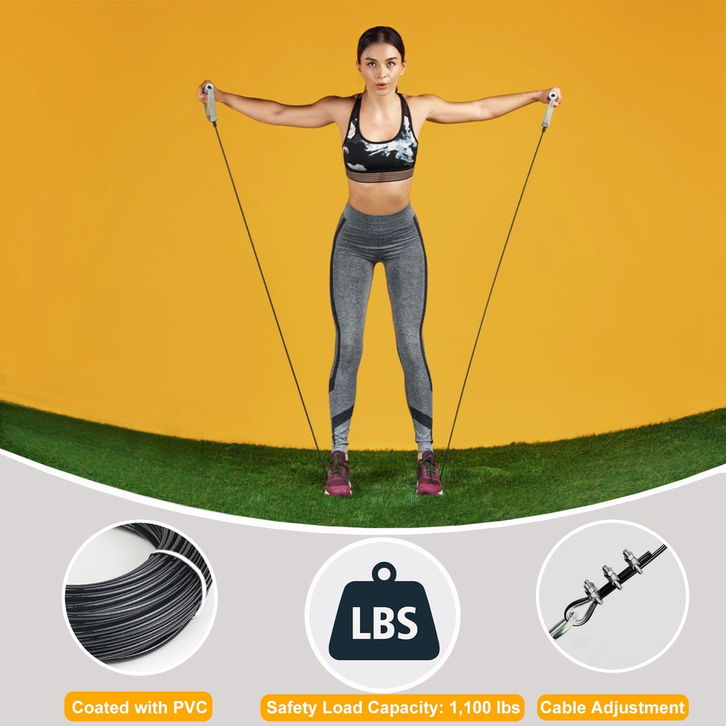 FOLUXING 32.8Ft Fitness Pulley Cable,Replacement Cable Machine Accessories for DIY Home Gym, Gym Cable Replacement,PVC Coated,Thick 3/16"(5mm)