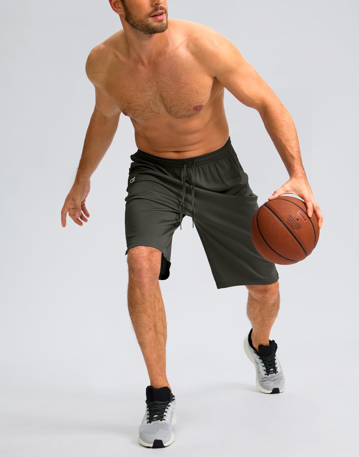 G Gradual Men's Athletic Shorts with Pockets 9" / 11" Long Basketball Shorts Lightweight Quick Dry Gym Workout Shorts for Men(Olive,XXXL)