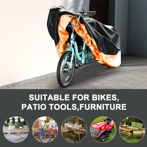 H&ZT Bike Cover For Adult Tricycle, Outdoor Waterproof Cover for 2 bikes or 1 Tricycle or 1 Motorcycle, Storable Portable Lightweight Waterproof and UV resistant with carry bag