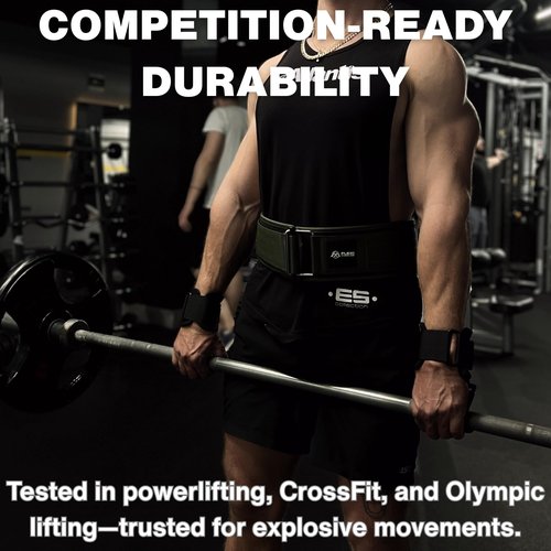 Flexi Muscles Quick Lock Weightlifting Belt - Adjustable Back Support with Metal Buckle - Ideal for Powerlifting, Cross Training, and Olympic Lifting - Durable Lifting Belt for Men & Women (Black, L)